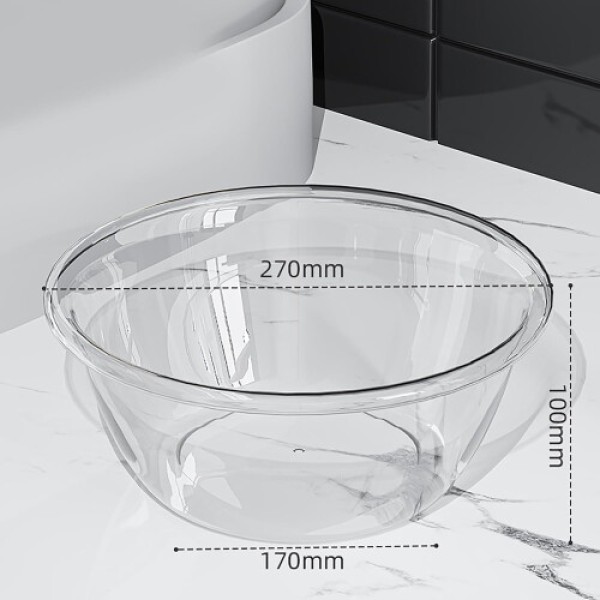 Round Plastic Wash Basin, Small Clear PET Face Washing Dish Tub for Home Kitchen and Bathroom Use, 10-Inch Sizev